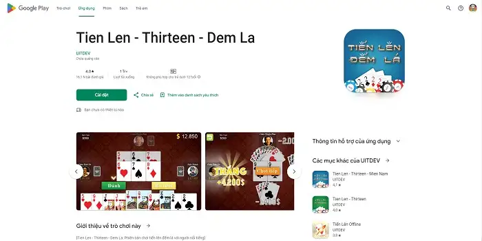 App game tiến lên - Thirteen