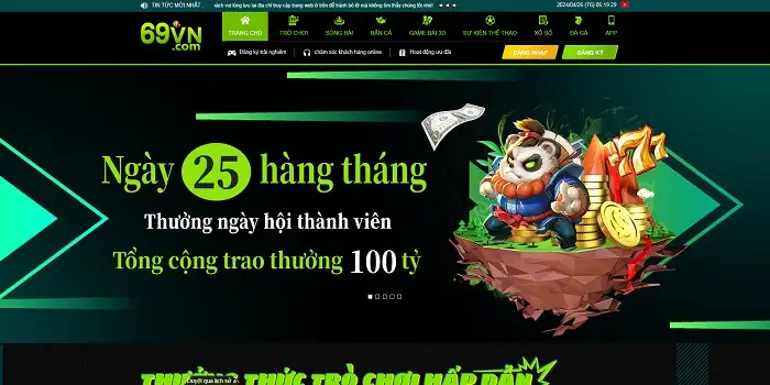 Ngày 25 hàng tháng đăng nhập 69VN8 nhận 100 tỷ